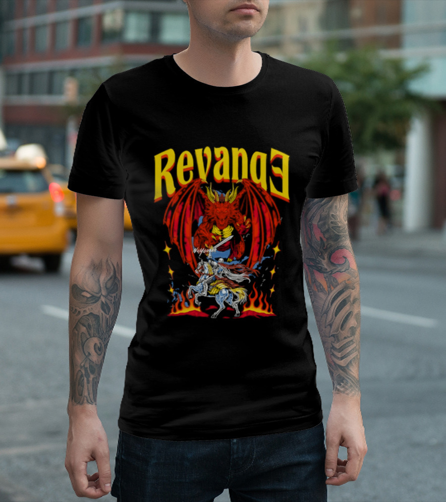 Revenge Dragon Knight Sword Fire Fantasy T-Shirt