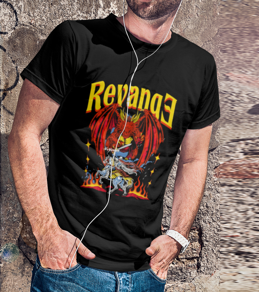 Revenge Dragon Knight Sword Fire Fantasy T-Shirt