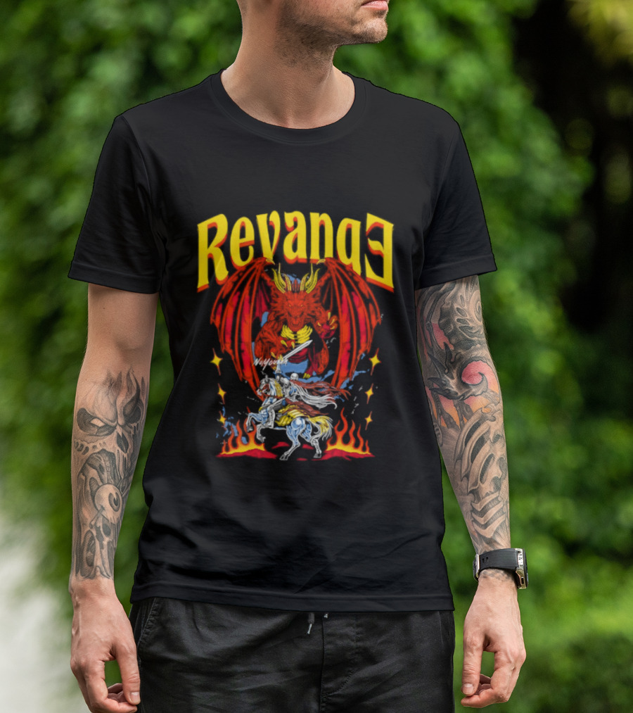 Revenge Dragon Knight Sword Fire Fantasy T-Shirt