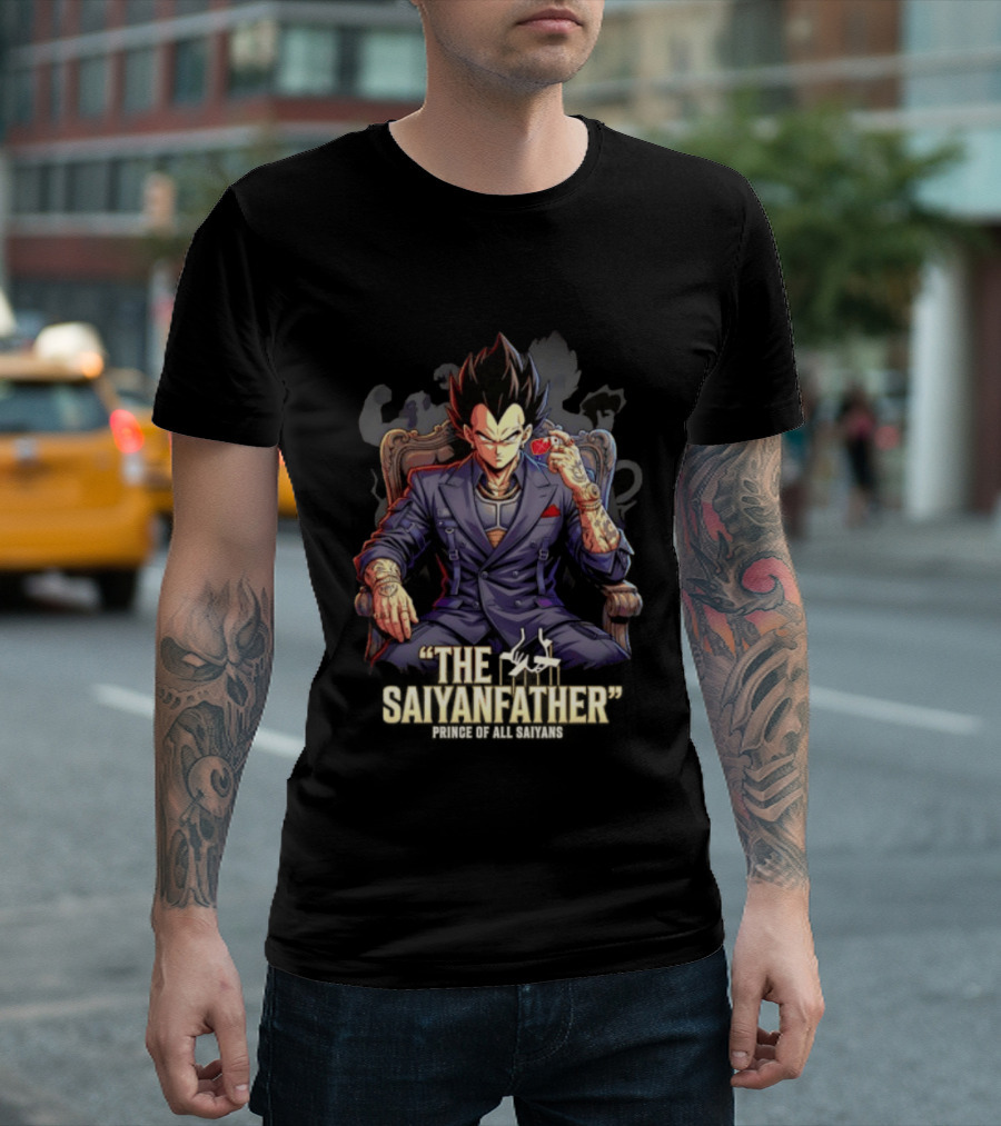 Vegeta The Saiyanfather Prince Of All Saiyans Mafia Style Anime Fusion T-Shirt