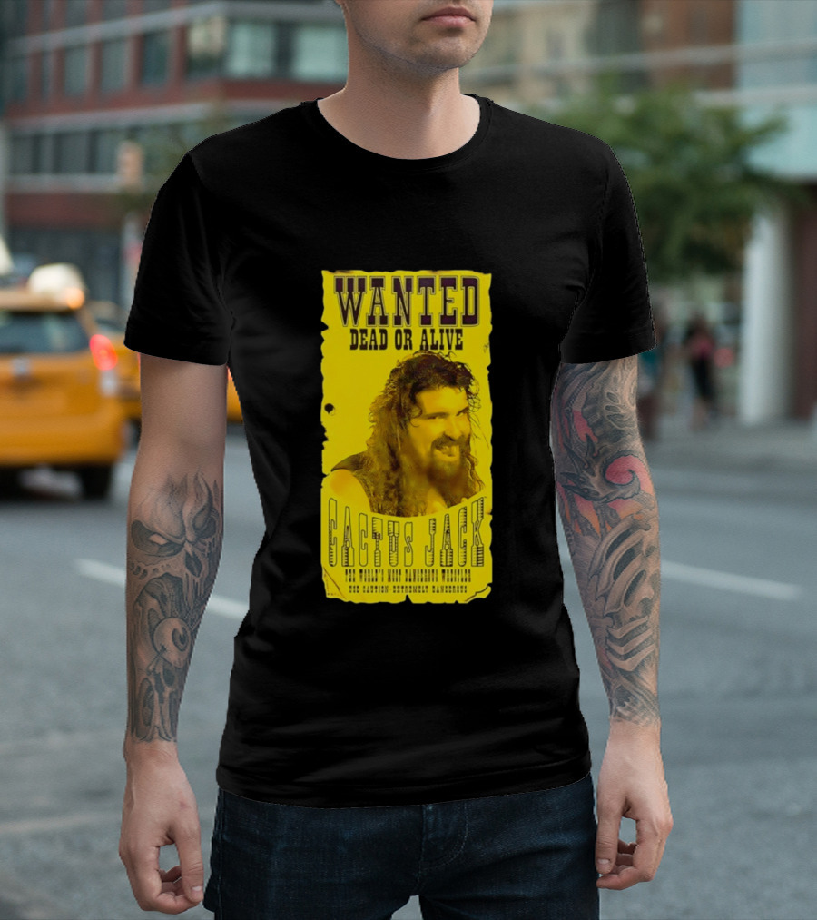 Jamie Hayter Iconic Cactus Jack Wanted Dead Or Alive Yellow T-Shirt
