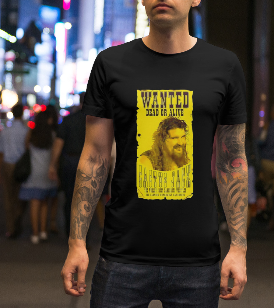 Jamie Hayter Iconic Cactus Jack Wanted Dead Or Alive Yellow T-Shirt