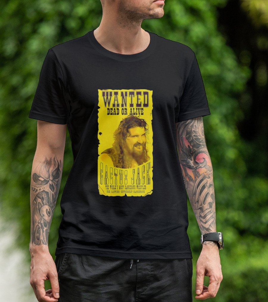 Jamie Hayter Iconic Cactus Jack Wanted Dead Or Alive Yellow T-Shirt