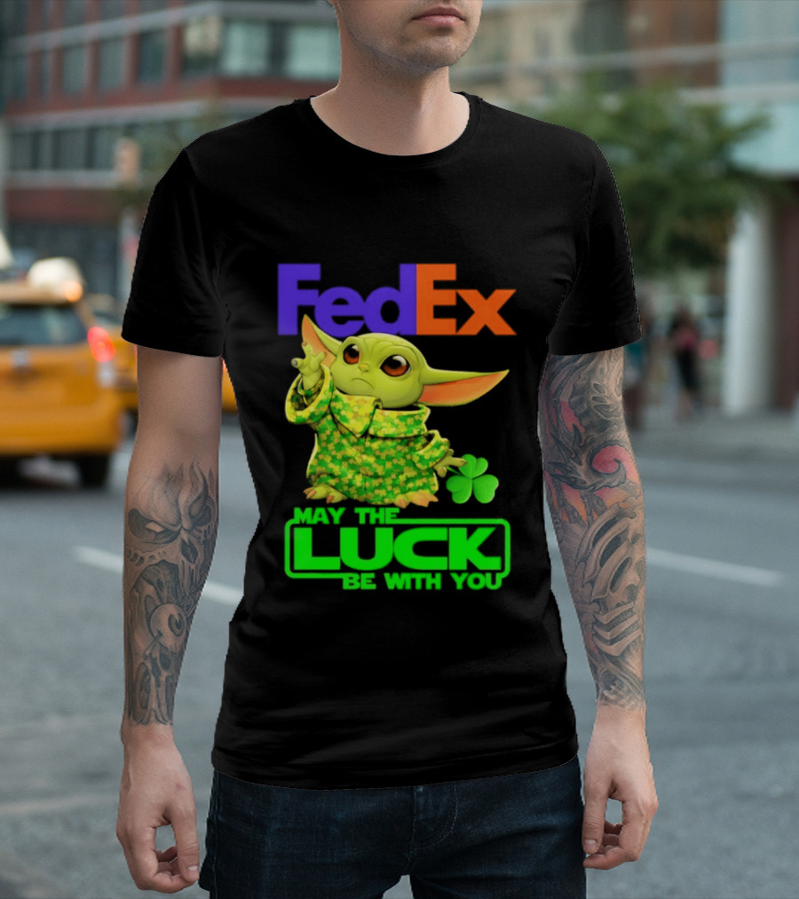 FedEx Baby Yoda May The Luck Be With You Clover T-Shirt