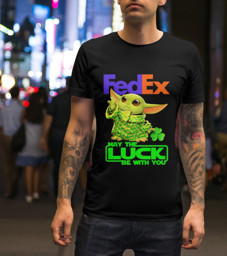 FedEx Baby Yoda May The Luck Be With You Clover T-Shirt