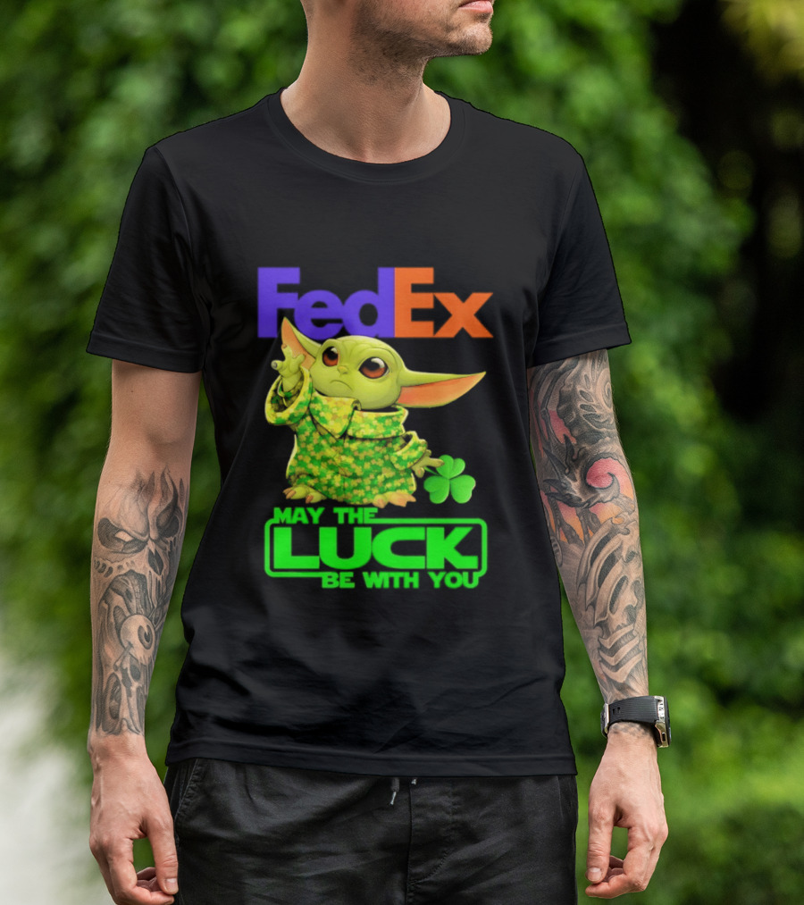 FedEx Baby Yoda May The Luck Be With You Clover T-Shirt