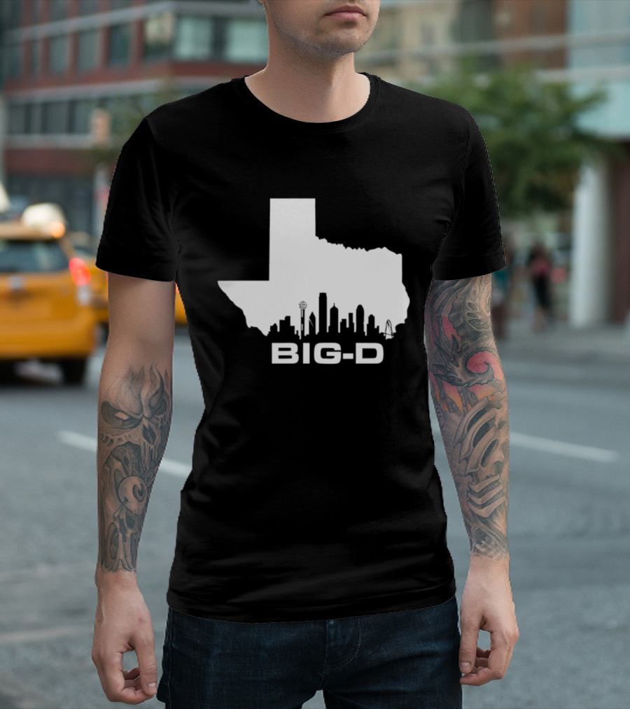 Big D Texas Outline Dallas City Skyline Map T-Shirt