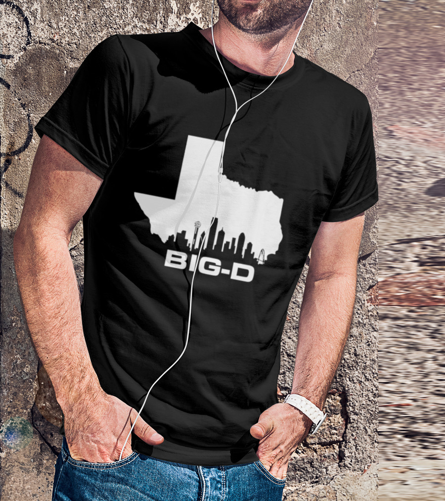 Big D Texas Outline Dallas City Skyline Map T-Shirt