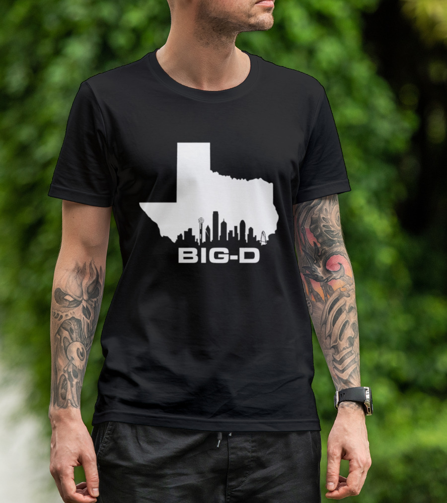Big D Texas Outline Dallas City Skyline Map T-Shirt