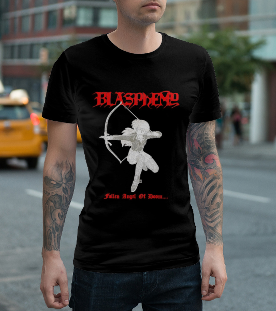 Blasphemy Fallen Angel Of Doom Black Metal Anime Archer T-Shirt