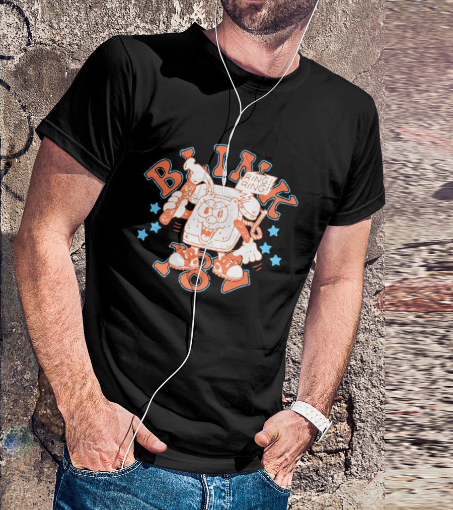 Blink 182 Ring Ring Cartoon Telephone Character With Stars T-Shirt