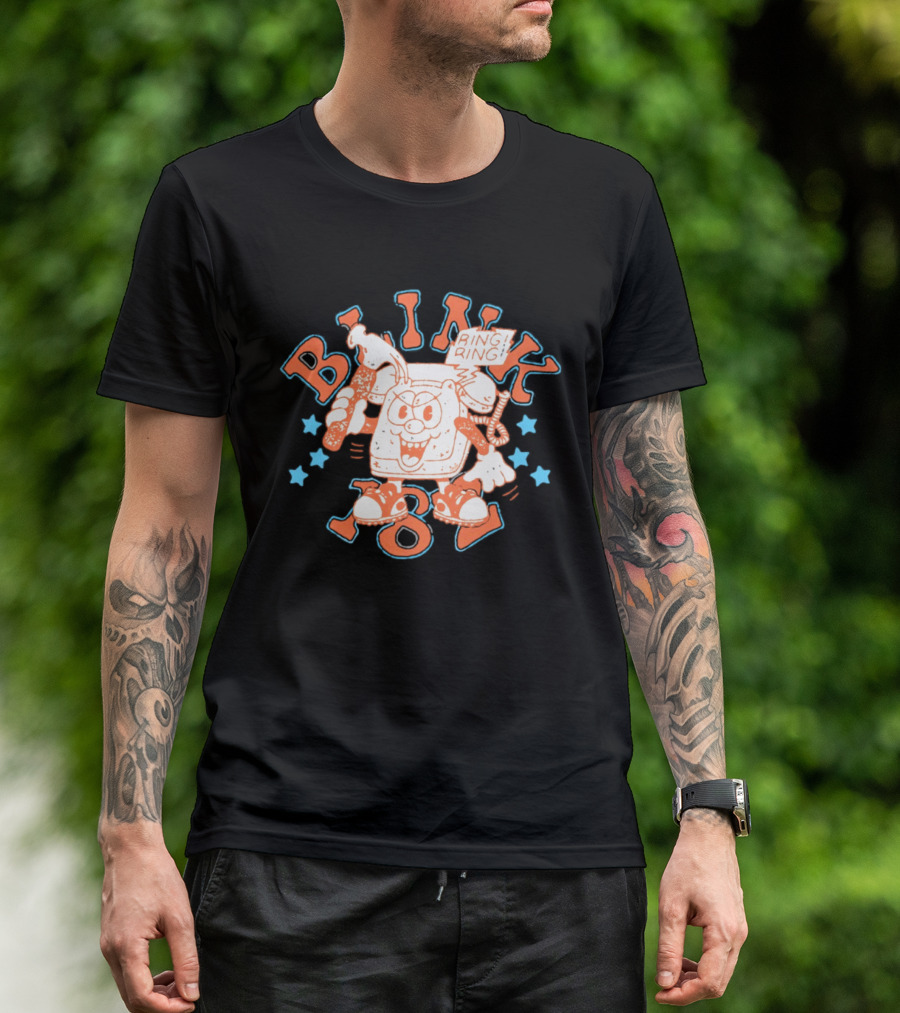 Blink 182 Ring Ring Cartoon Telephone Character With Stars T-Shirt
