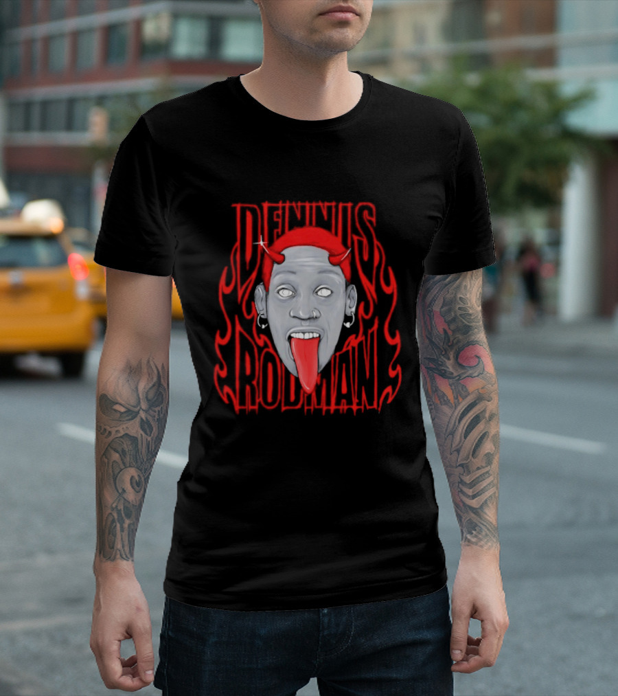 Dennis Rodman Devil Chicago Bulls NBA Head T-Shirt