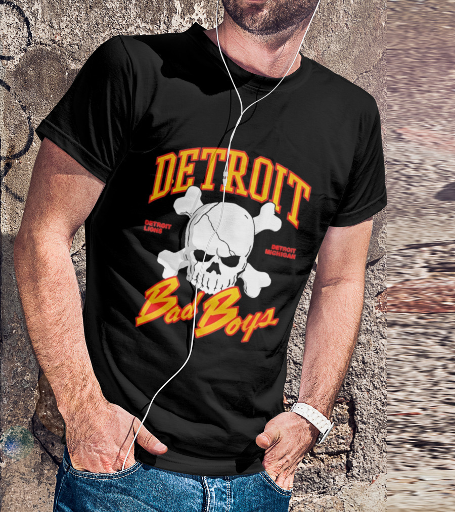 Detroit Lions Bad Boys Skull Detroit Michigan T-Shirt