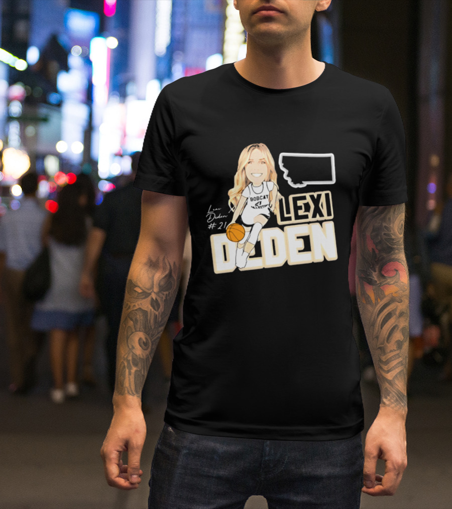 Lexi Deden 21 Bobcat Map Montana Player Caricature Basketball T-Shirt