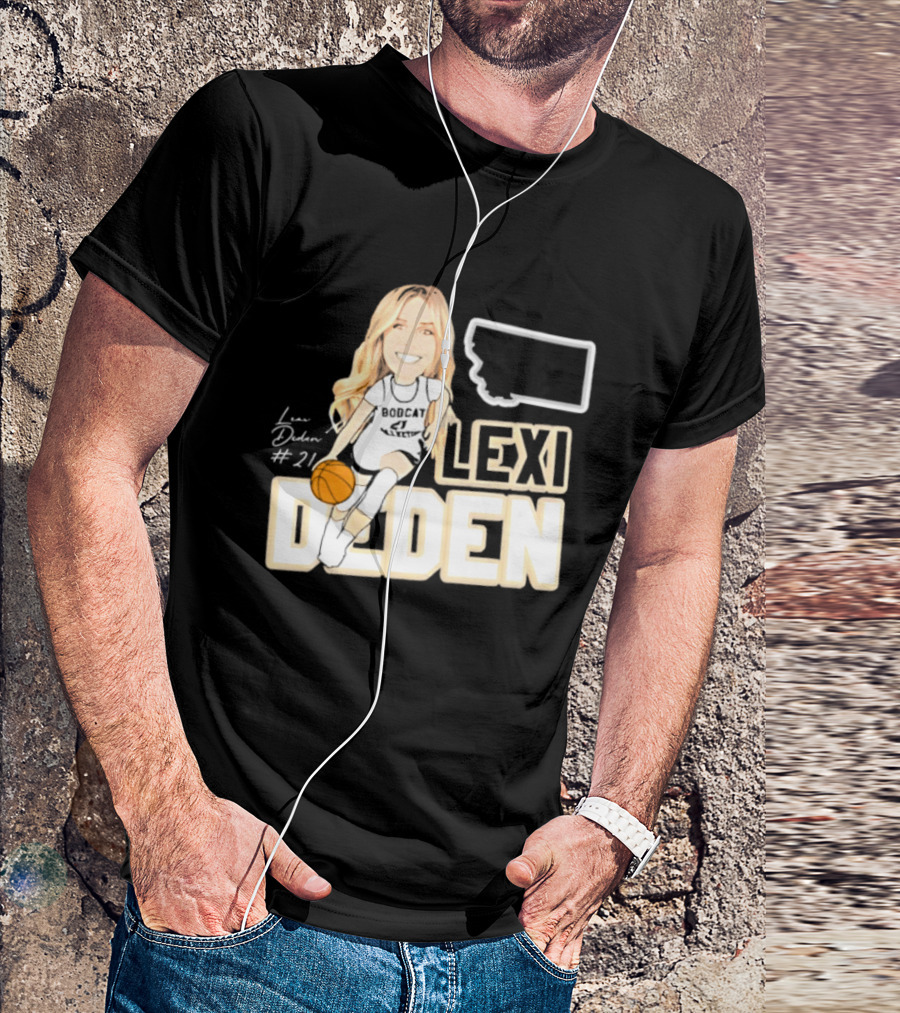 Lexi Deden 21 Bobcat Map Montana Player Caricature Basketball T-Shirt