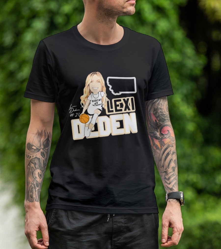 Lexi Deden 21 Bobcat Map Montana Player Caricature Basketball T-Shirt