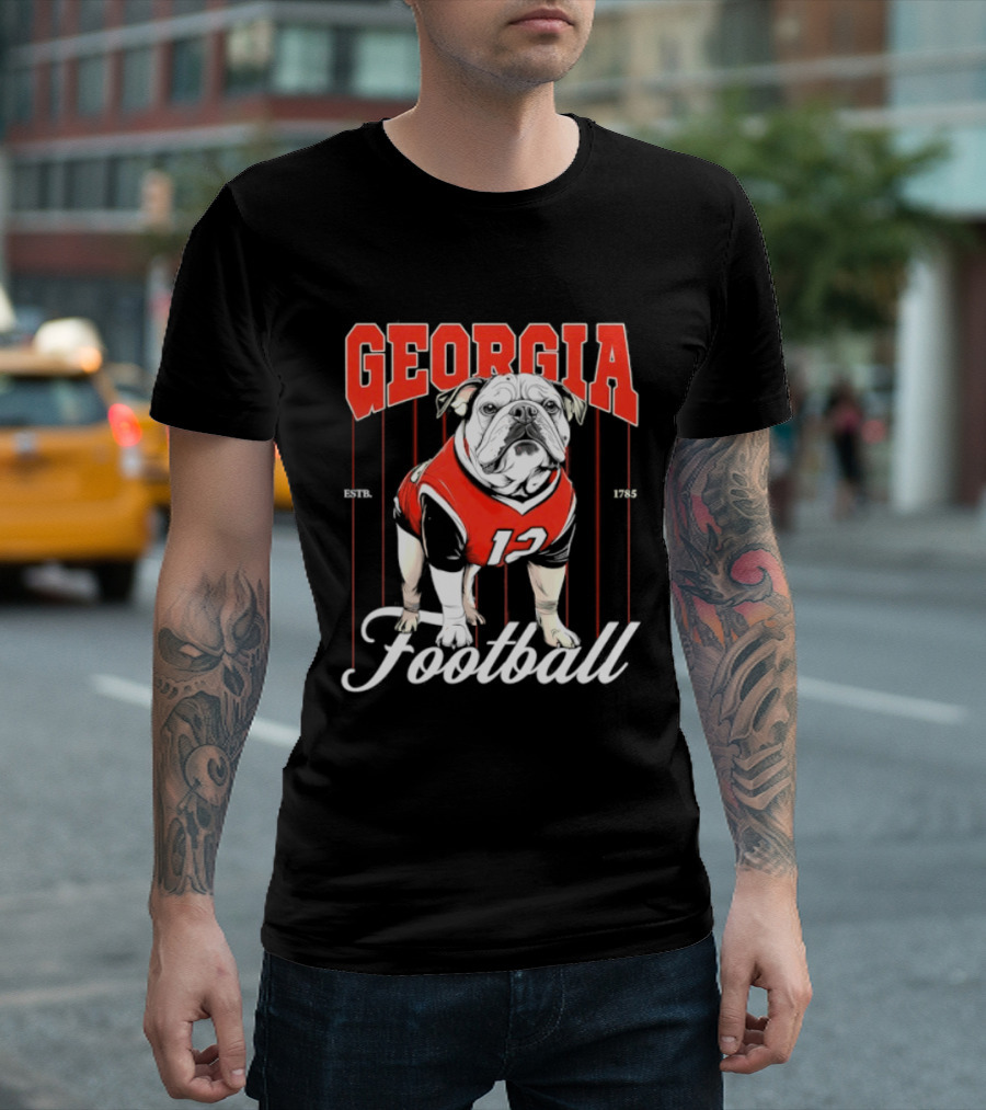 Georgia Bulldogs Football 1785 Bulldog Mascot Red Jersey T-Shirt