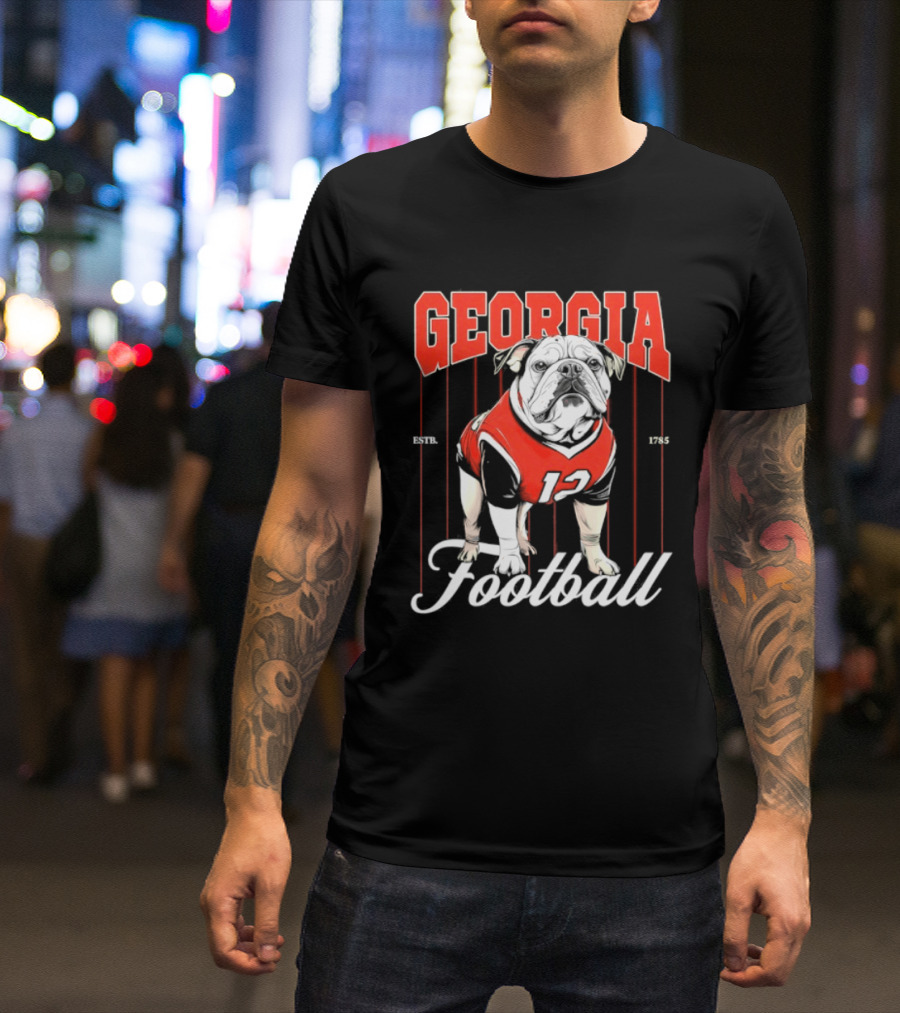 Georgia Bulldogs Football 1785 Bulldog Mascot Red Jersey T-Shirt