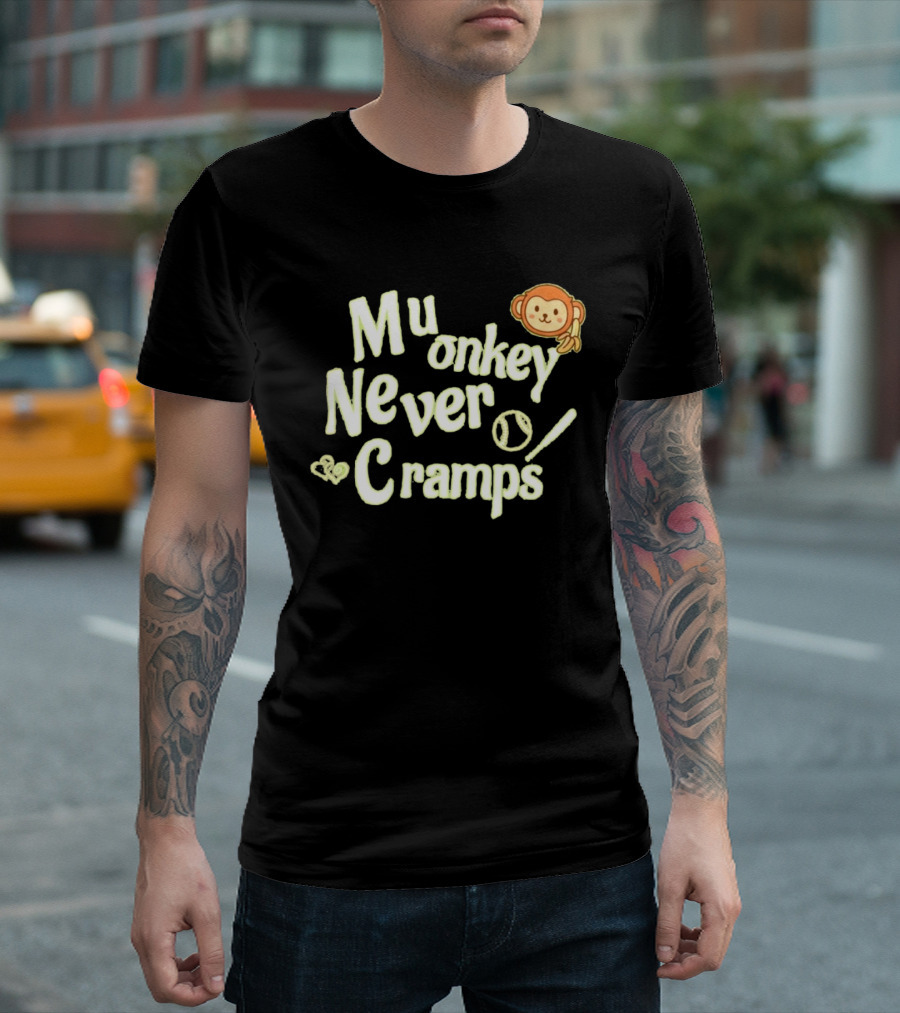 Mu Monkey Never Cramps Munenori Kawasaki Humor T-Shirt