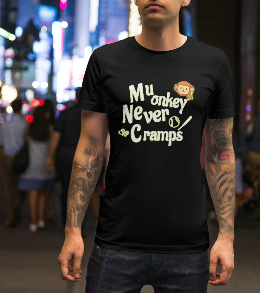 Mu Monkey Never Cramps Munenori Kawasaki Humor T-Shirt