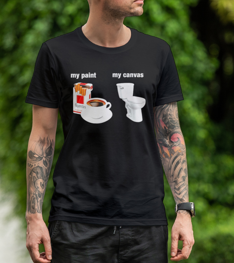 Cigarettes Coffee Toilet Funny Morning Routine T-Shirt