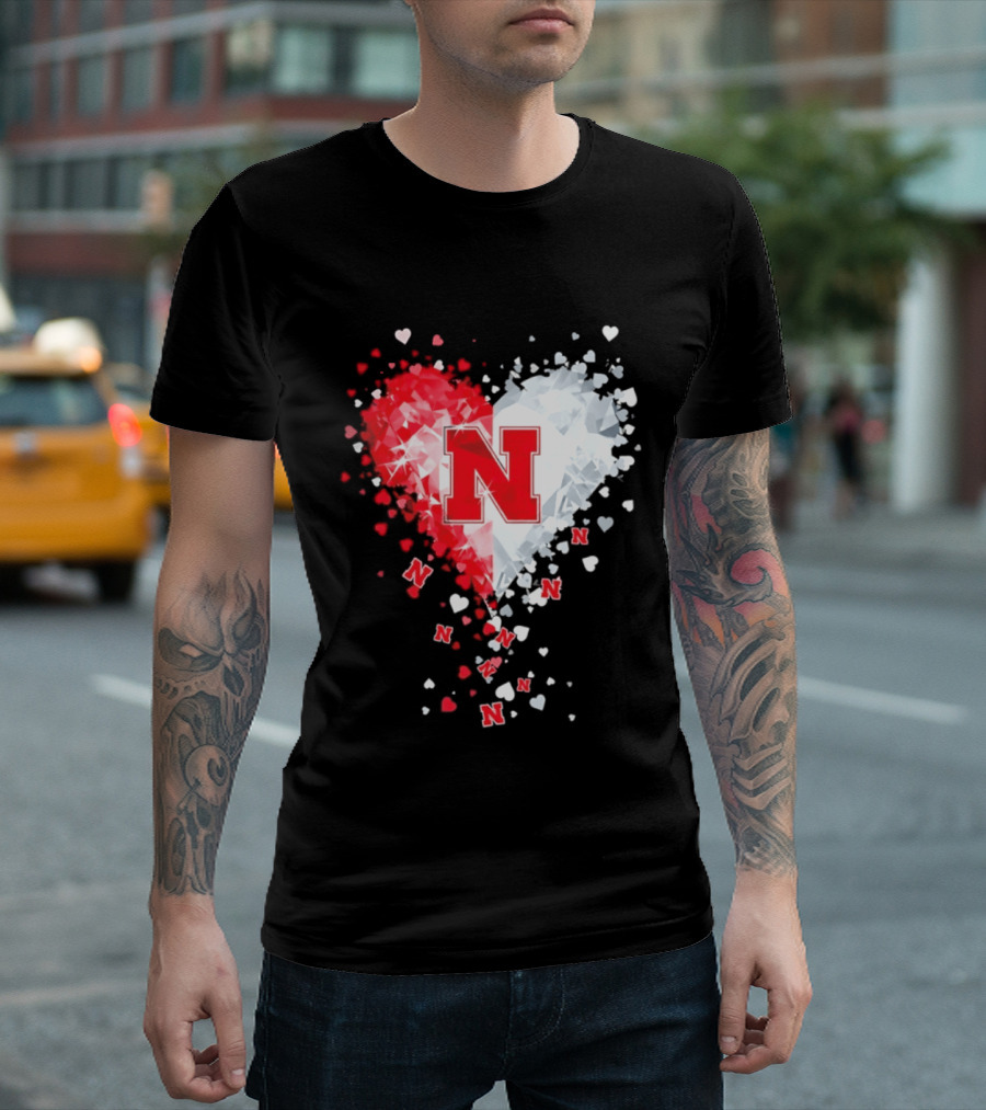 Nebraska Cornhuskers Heart Diamond Red N 2026 NCAA T-Shirt