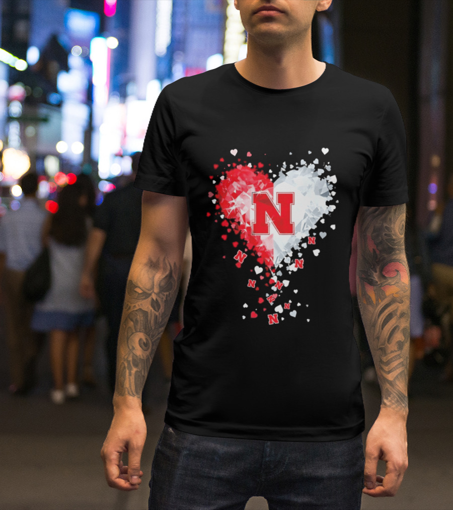 Nebraska Cornhuskers Heart Diamond Red N 2026 NCAA T-Shirt