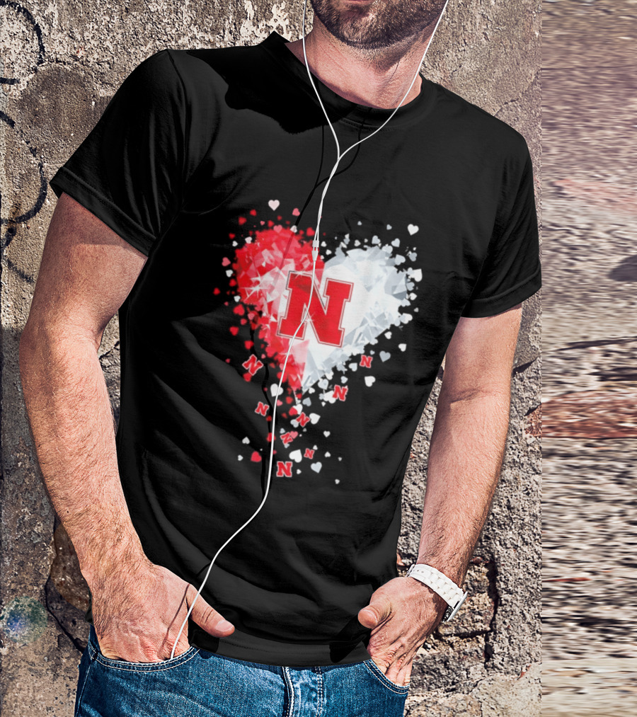 Nebraska Cornhuskers Heart Diamond Red N 2026 NCAA T-Shirt