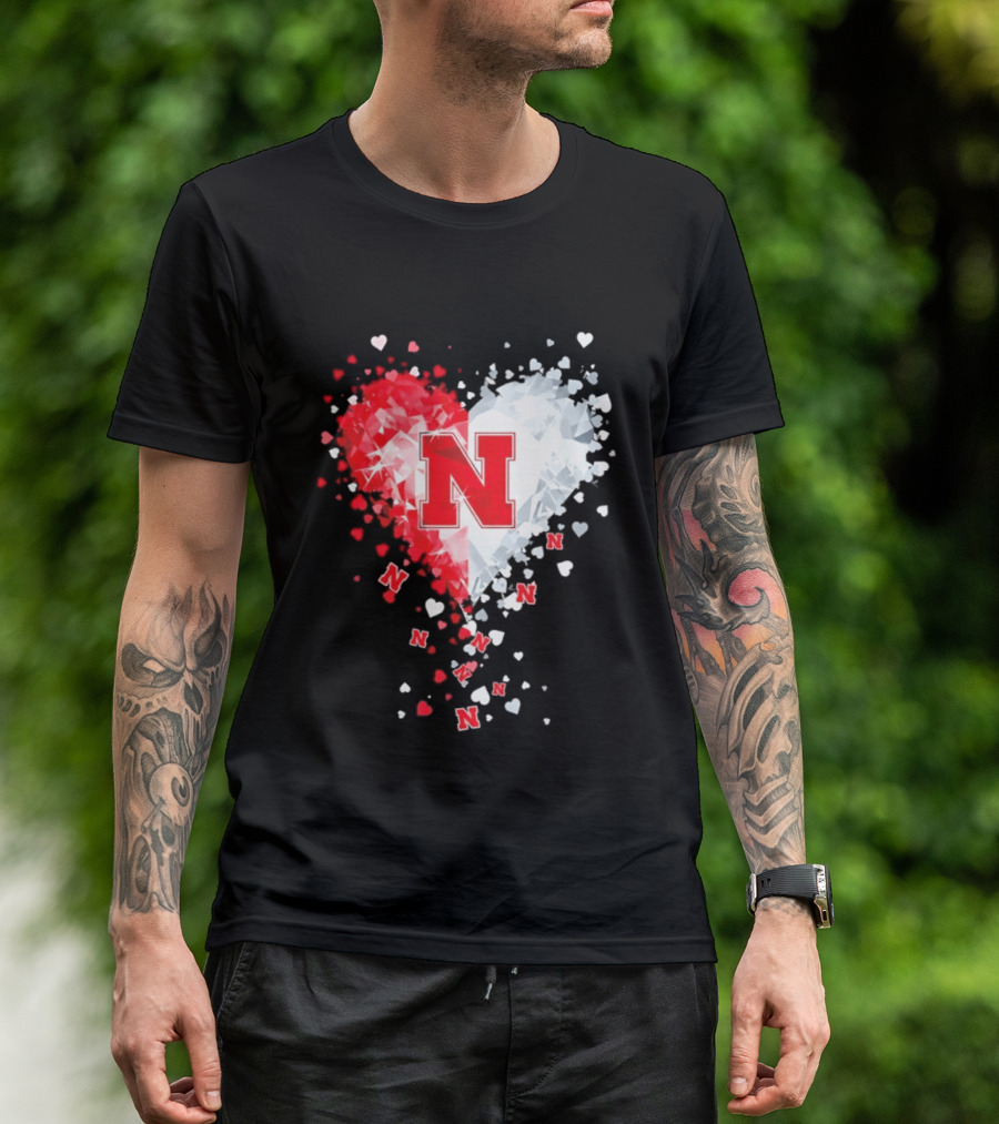Nebraska Cornhuskers Heart Diamond Red N 2026 NCAA T-Shirt