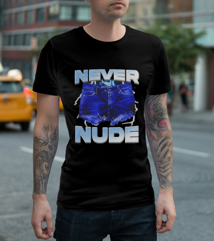 Never Nude Tobias Funke Denim Shorts Meme T-Shirt
