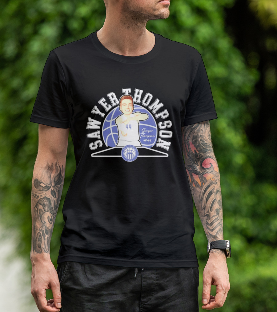 Sawyer Thompson 44 Marietta College Athletics Basketball Player Caricature T-Shirt
