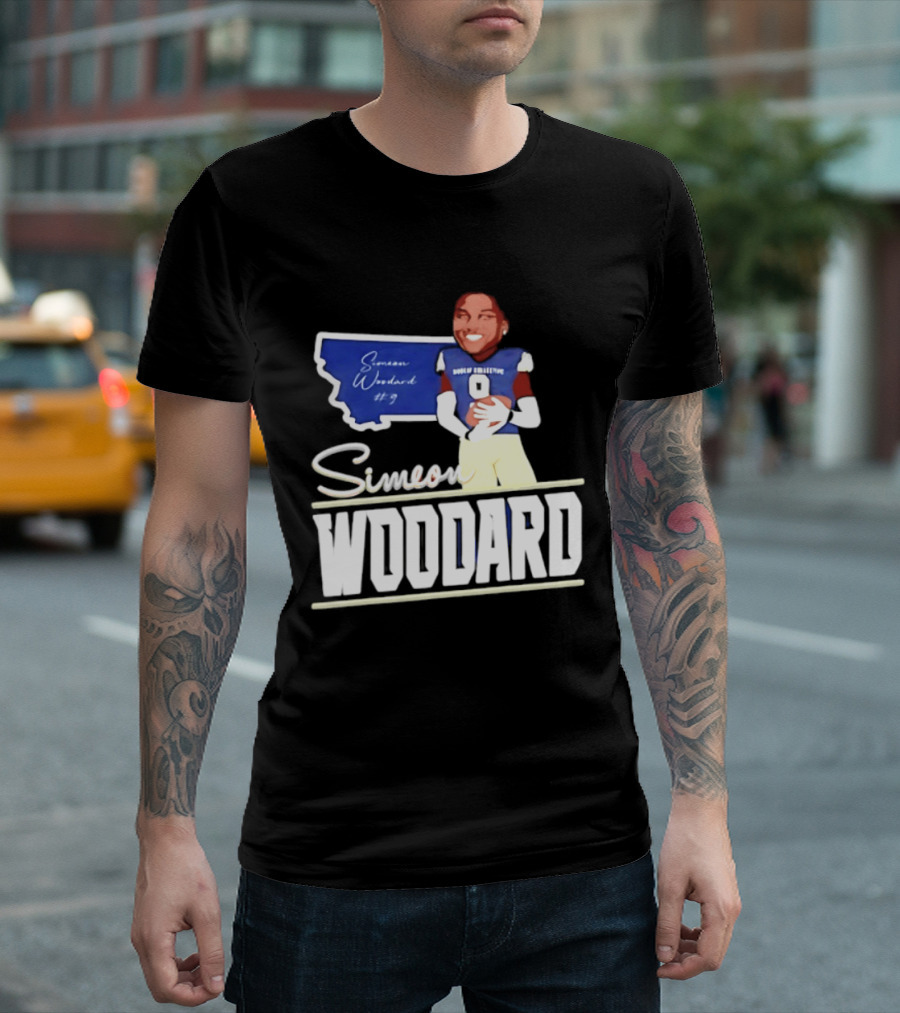 Simeon Woodard 9 Montana State Bobcats Football T-Shirt