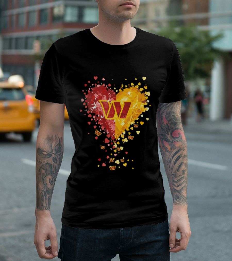 Washington Commanders Heart W Crystalized Chevron Burst T-Shirt