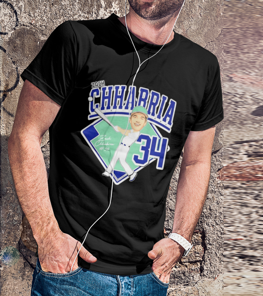 Chhabria 34 Drew University Athletics Baseball Caricature Zach Chhabria T-Shirt