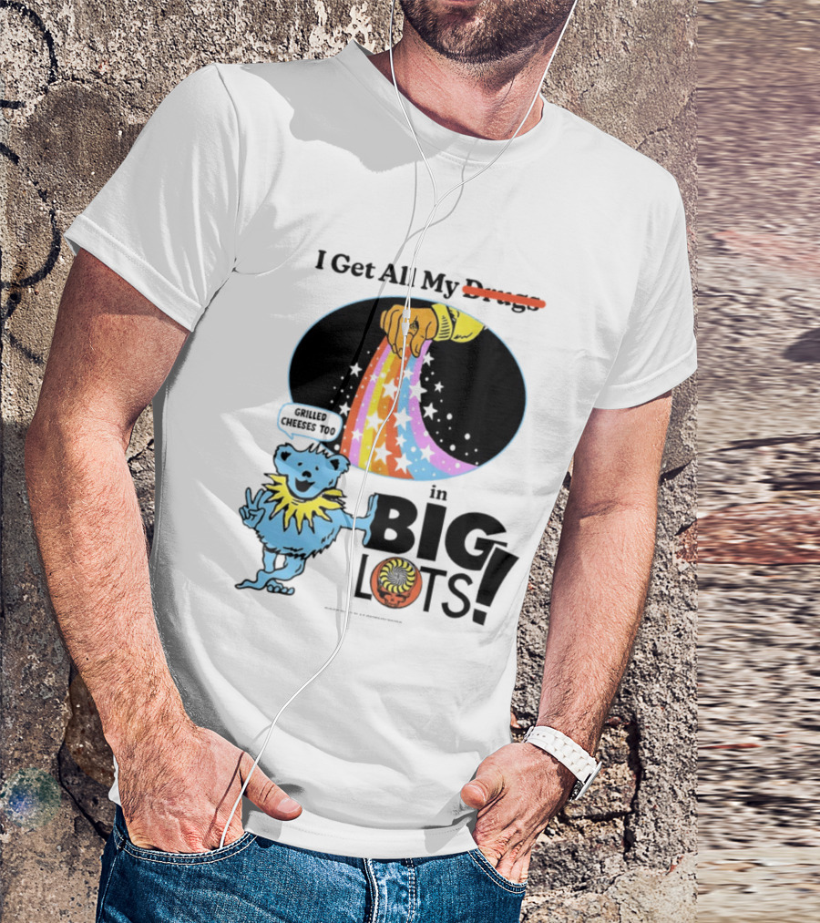 Big Lots Grilled Cheeses Too Grateful Dead Bear Rainbow Stars T-Shirt