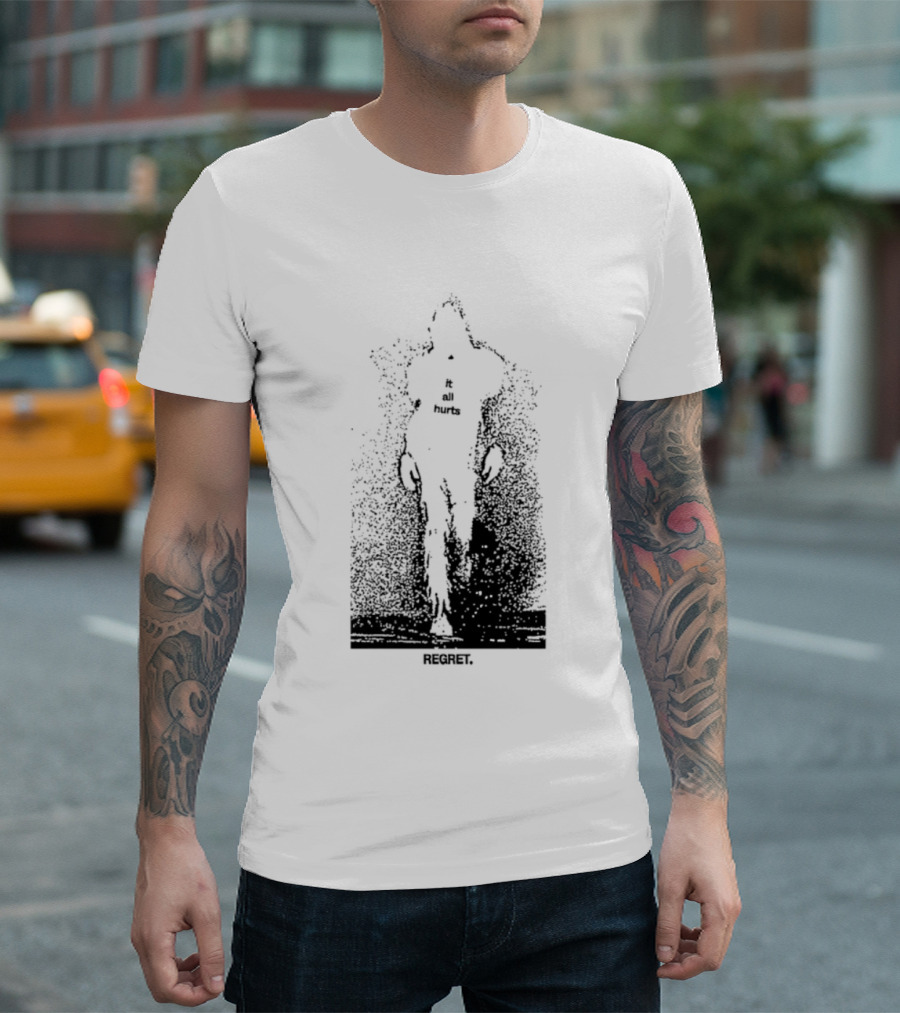 It All Hurts Regret Sadness Existential Skeleton Ghostly Figure T-Shirt
