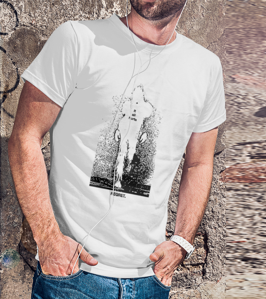 It All Hurts Regret Sadness Existential Skeleton Ghostly Figure T-Shirt