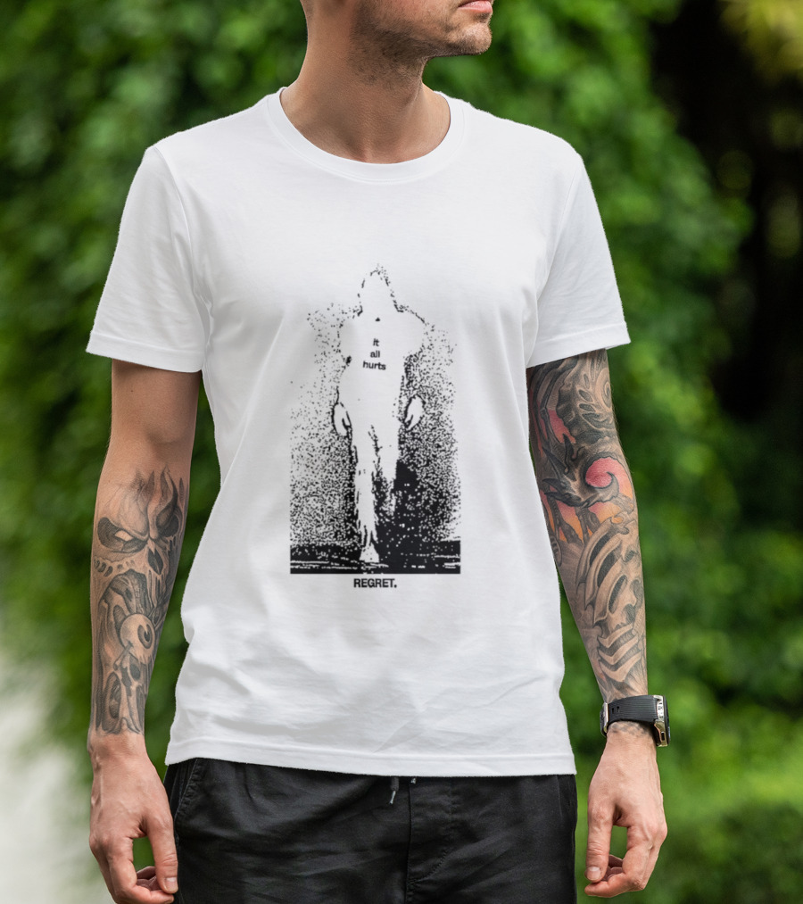 It All Hurts Regret Sadness Existential Skeleton Ghostly Figure T-Shirt