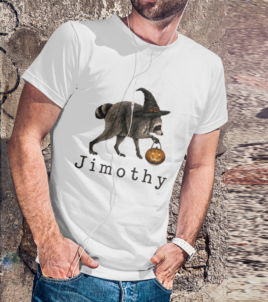 Jimothy Raccoon Witch Hat Pumpkin Halloween T-Shirt
