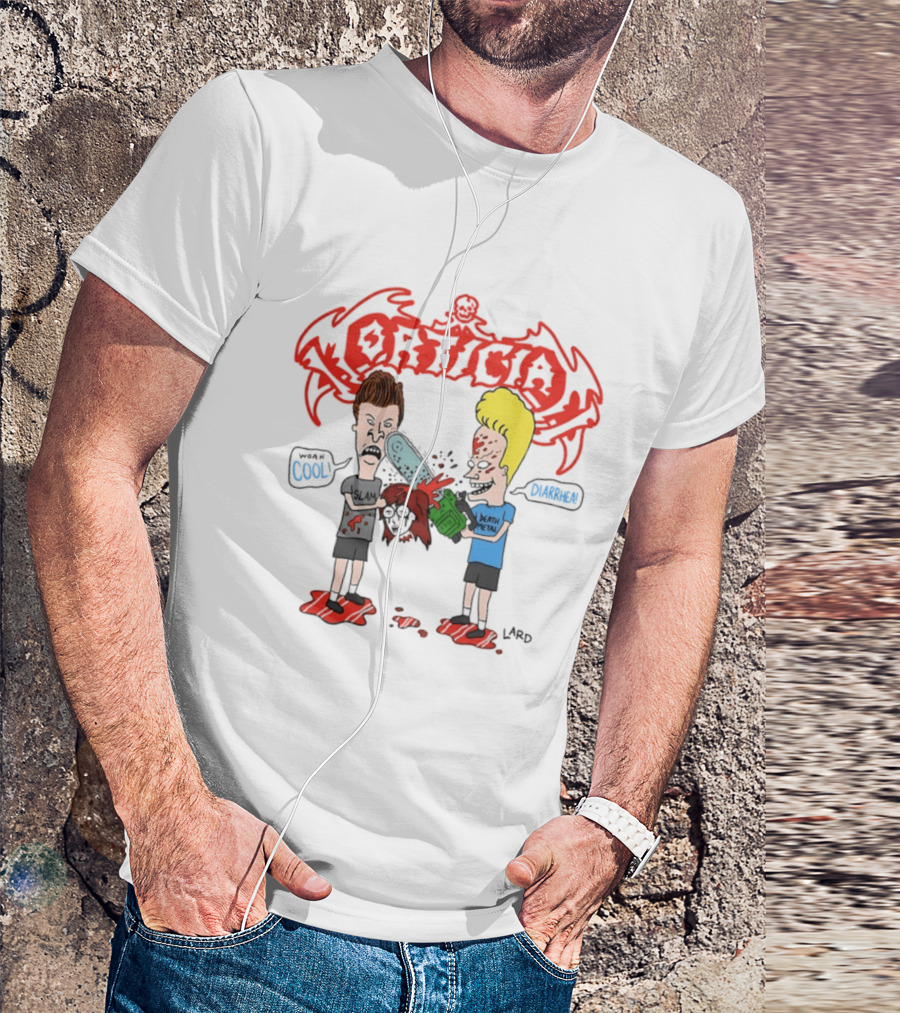 Morticia Beavis And Butt Head Chainsaw Cool Death Metal Slam T-Shirt