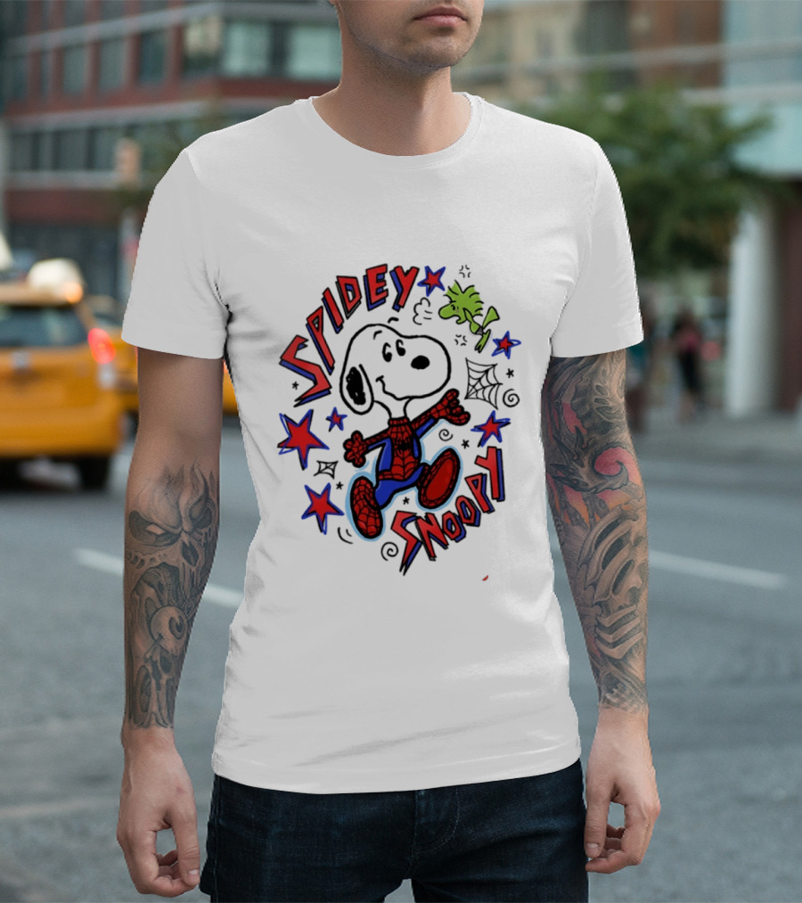 Spidey Snoopy Woodstock 2026 Crossover With Stars And Webs T-Shirt