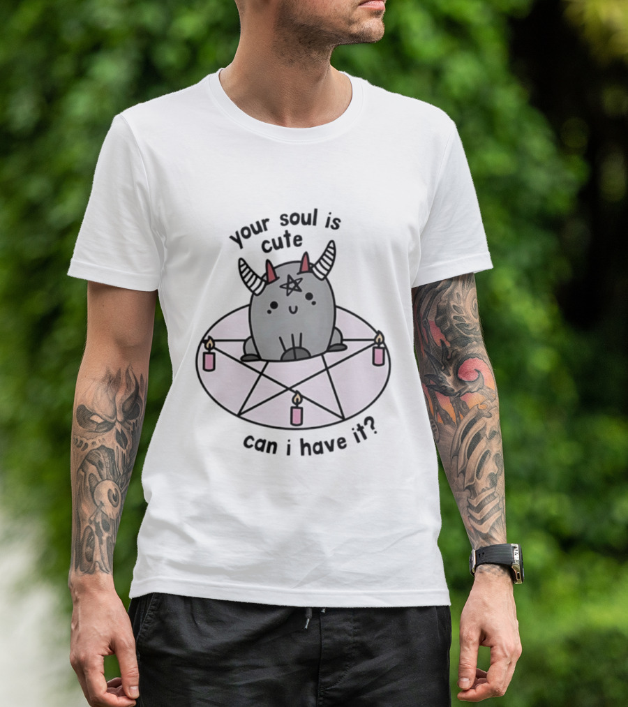 Your Soul Is Cute Can I Have It Pentagram Candles Kawaii Demon T-Shirt