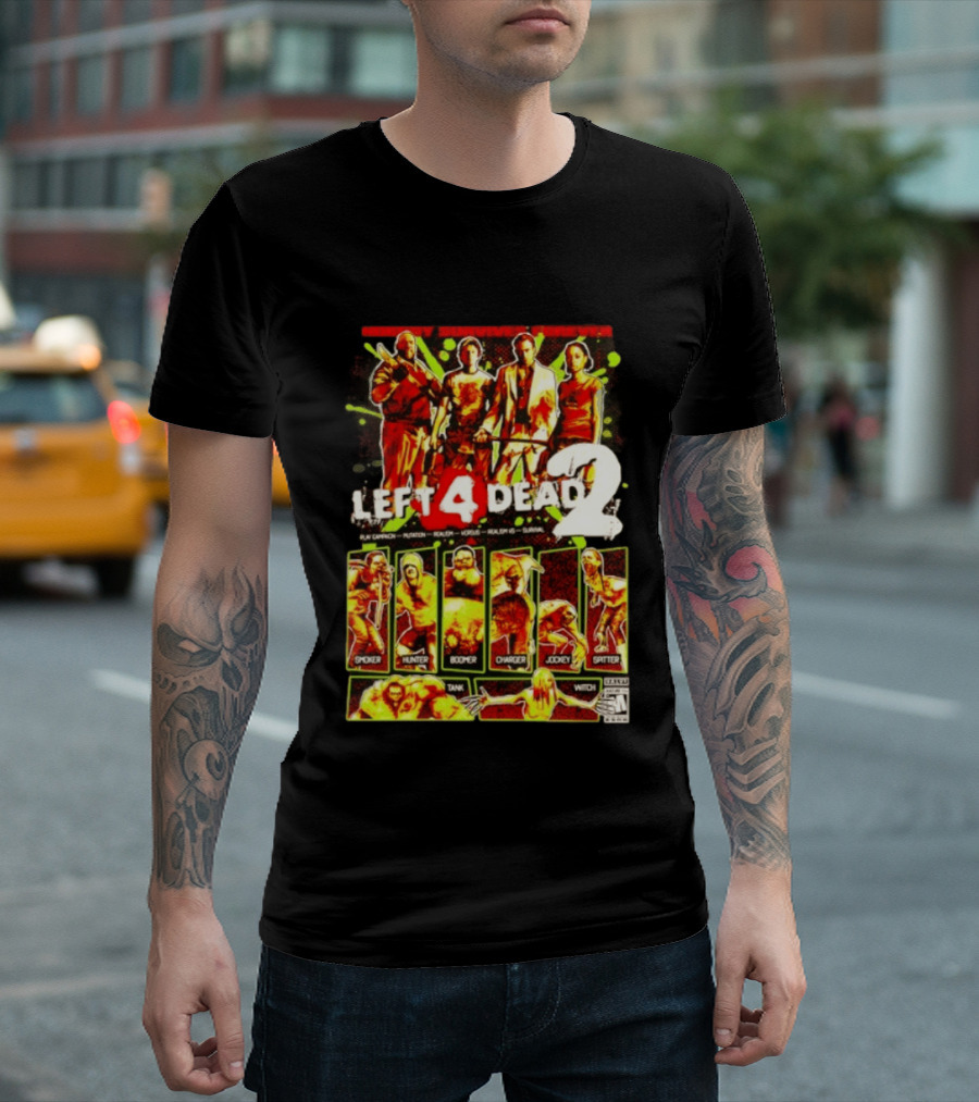 Left 4 Dead 2 Nobody Survives Forever Bill Zoey Francis Louis Hunter Boomer Charger Spitter Tank Witch T-Shirt