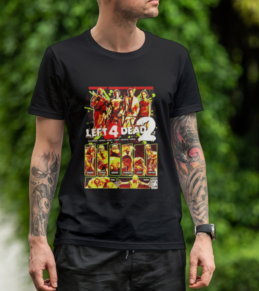 Left 4 Dead 2 Nobody Survives Forever Bill Zoey Francis Louis Hunter Boomer Charger Spitter Tank Witch T-Shirt