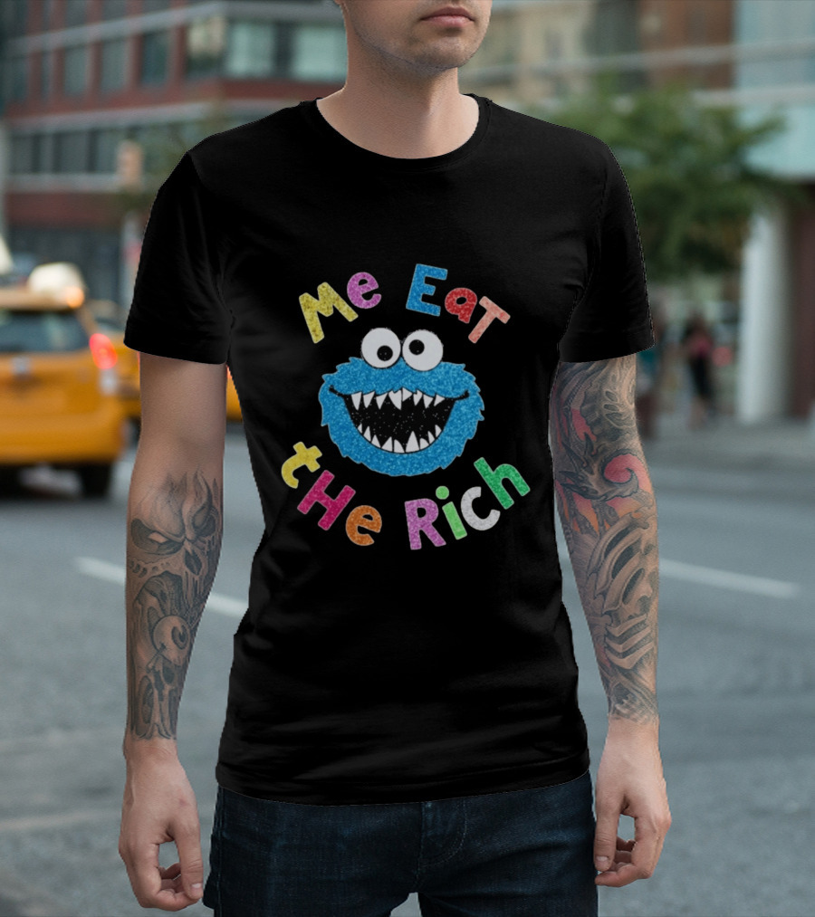 Me Eat The Rich Monster Face Colorful Letters T-Shirt