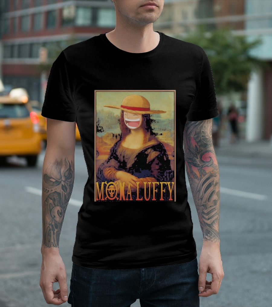 Mona Luffy Anime Mashup Mona Lisa T-Shirt