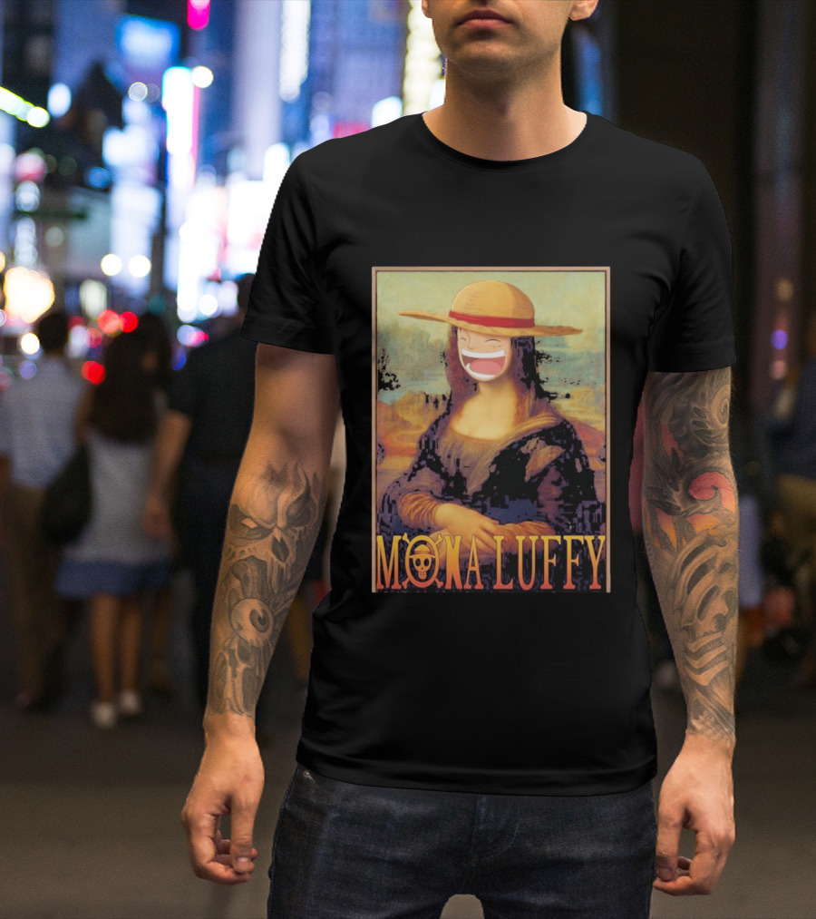 Mona Luffy Anime Mashup Mona Lisa T-Shirt