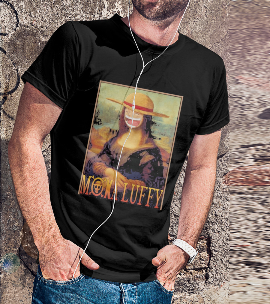 Mona Luffy Anime Mashup Mona Lisa T-Shirt