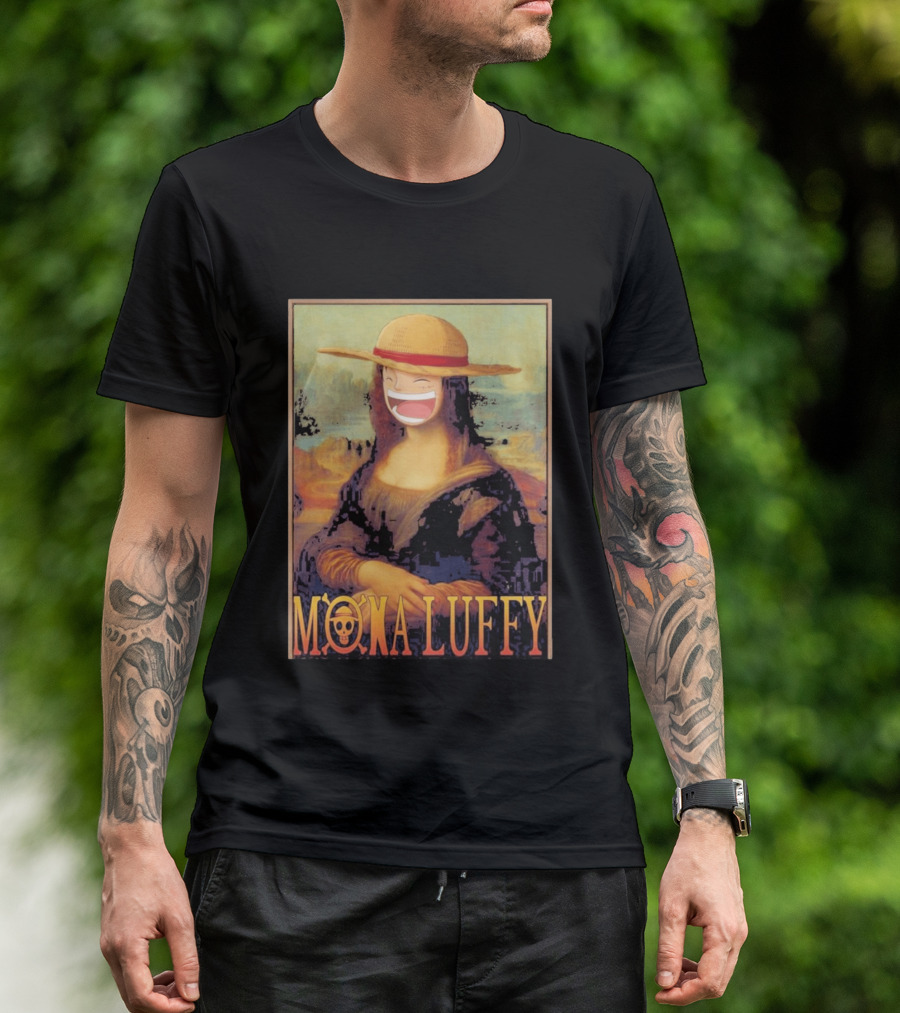 Mona Luffy Anime Mashup Mona Lisa T-Shirt